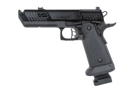 Pistolet ASG SRC Dark Viper DUAL POWER z walizką transportową i magazynkiem green gas Czarny