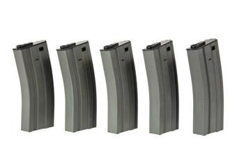 Zestaw 5 magazynków Mid-Cap na 120 kulek do replik M4/M16 - szary