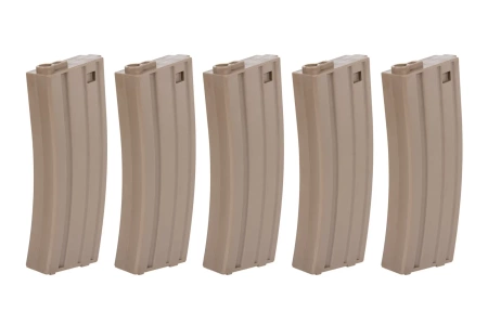 Zestaw 5 Magazynków Mid-Cap SRC do AR/M4 na 140 kulek Tan + speedloader