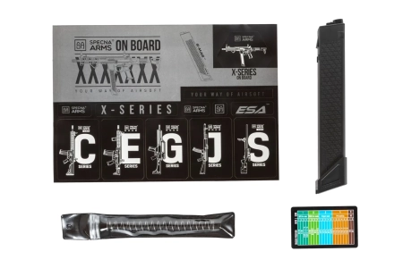 Pistolet maszynowy ASG Specna Arms SA-FX01 FLEX™ HAL ETU Czarny z pomarańczowym urządzeniem wylotowym