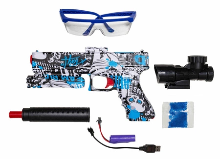 Pistolet elektryczny na żelowe kulki G17 - niebieski