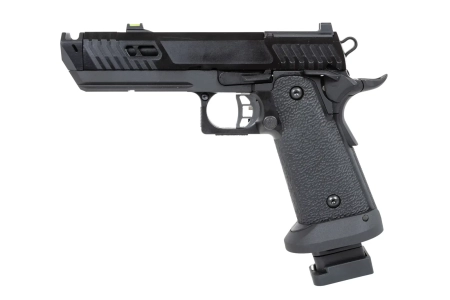 Pistolet ASG SRC Dark Viper DUAL POWER z walizką transportową i magazynkiem green gas Czarny