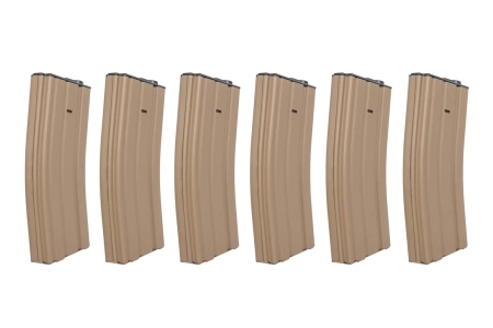 Zestaw 6 magazynków SRC Low-Cap do replik M4 na 70 kulek TAN