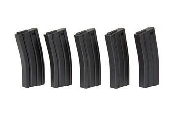 Zestaw 5 magazynków mid-cap na 140 kulek do replik M4/M16 - czarny