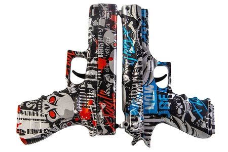 Dwa pistolety sprężynowe na żelowe kulki - graffiti