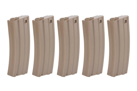 Zestaw 5 Magazynków Mid-Cap SRC do AR/M4 na 140 kulek Tan + speedloader