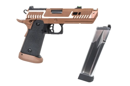 Pistolet ASG SRC Sahara Viper DUAL POWER z walizką transportową i magazynkiem green gas Flat Dark Earth