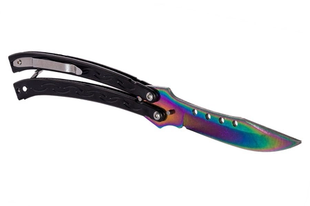 Nóż motylkowy Butterfly Rainbow Fade black