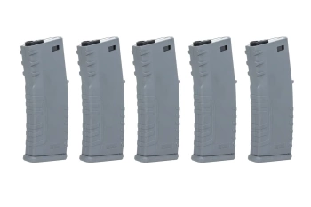 Zestaw 5 sztuk polimerowych magazynków mid-cap 120 kulek Specna Arms Szary
