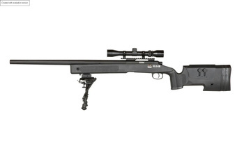 Replika karabinu wyborowego SA-S02 CORE™ High Velocity z lunetą i dwójnogiem - Czarna