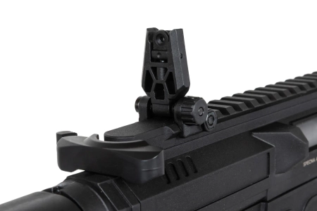 Pistolet maszynowy ASG Specna Arms SA-FX02 FLEX™ HAL ETU Czarny z pomarańczowym urządzeniem wylotowym