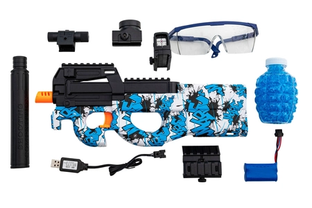 Karabinek na żelowe kulki P90 - niebieski