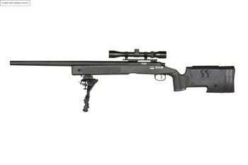 Replika karabinu wyborowego SA-S02 CORE™ High Velocity z lunetą i dwójnogiem - Czarna