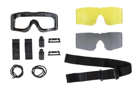 Gogle taktyczne Wosport GG-005 z wymiennymi szkłami Czarne