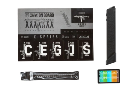 Pistolet maszynowy ASG Specna Arms SA-FX01 FLEX™ HAL ETU Czarny z pomarańczowym urządzeniem wylotowym