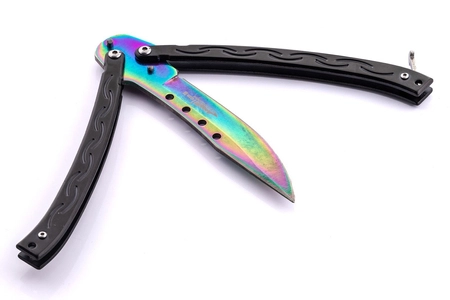 Nóż motylkowy Butterfly Rainbow Fade black