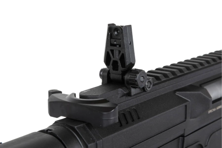 Pistolet maszynowy ASG Specna Arms SA-FX01 FLEX™ HAL ETU Czarny z pomarańczowym urządzeniem wylotowym