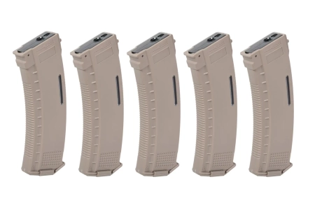 Zestaw 5 magazynków Mid-Cap 130/30 kulek Arcturus EMM AK MOD1 Variable-Cap Windowed do replik AK Flat Dark Earth