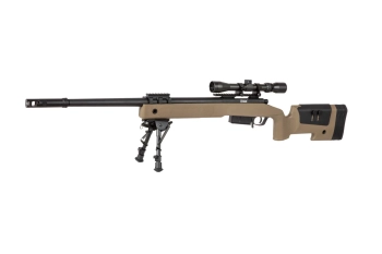 Replika karabinu wyborowego SA-S03 CORE™ z lunetą i dwójnogiem - tan