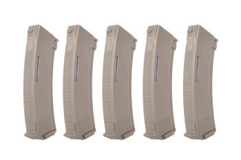 Zestaw 5 magazynków Mid-Cap 130/30 kulek Arcturus EMM AK MOD1 Variable-Cap Windowed do replik AK Flat Dark Earth