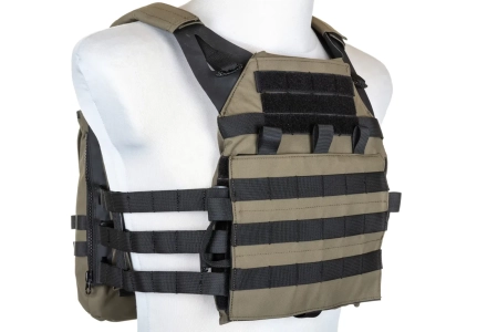 Kamizelka taktyczna Specna Arms Tactical typu Plate Carrier z panelem szturmowym Ranger Green