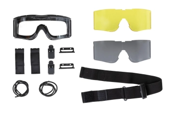 Gogle taktyczne Wosport GG-005 z wymiennymi szkłami Czarne