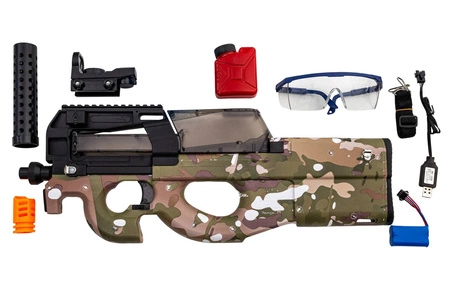 Karabin elektryczny na żelowe kulki P90 - multicam