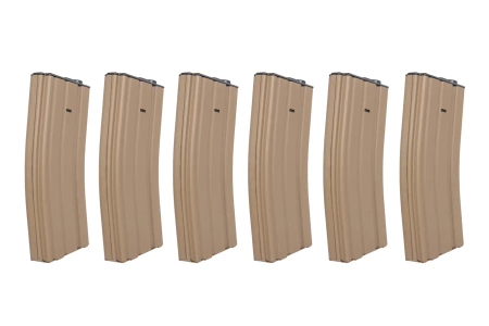 Zestaw 6 magazynków SRC Low-Cap do replik M4 na 70 kulek TAN