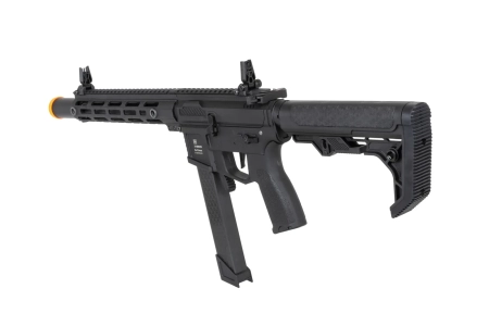 Pistolet maszynowy ASG Specna Arms SA-FX02 FLEX™ HAL ETU Czarny z pomarańczowym urządzeniem wylotowym