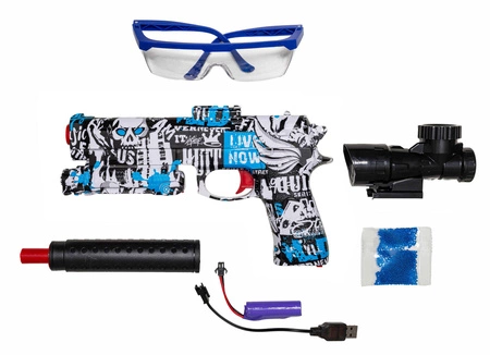 Pistolet elektryczny na żelowe kulki Beretta 92S - niebieski