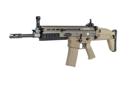 Karabinek szturmowy ASG Cybergun x FN HERSTAL SCAR-L z walizką transportową Tan