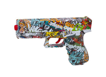 PIstolet sprężynowy 4w1 na żelowe kulki G17 - graffiti