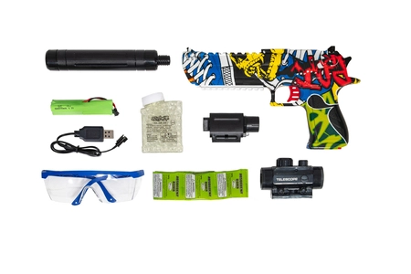 Pistolet elektryczny na żelowe kulki D.E. - graffiti