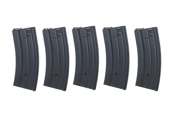 Zestaw 5 sztuk metalowych magazynków typu real-cap 30 kulek Specna Arms Czarny
