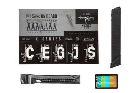 Pistolet maszynowy ASG Specna Arms SA-FX02 FLEX™ HAL ETU Czarny z pomarańczowym urządzeniem wylotowym