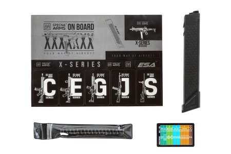 Pistolet maszynowy ASG Specna Arms SA-FX02 FLEX™ HAL ETU Czarny z pomarańczowym urządzeniem wylotowym