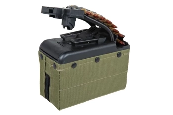 Elektryczny magazynek pudełkowy A&K na 2000 kulek do replik typu M249 z imitacją amunicji Oliwkowy