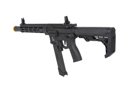 Pistolet maszynowy ASG Specna Arms SA-FX02 FLEX™ HAL ETU Czarny z pomarańczowym urządzeniem wylotowym