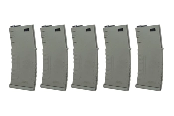 Zestaw 5 sztuk polimerowych magazynków mid-cap 120 kulek Specna Arms Oliwkowy