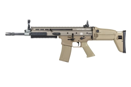 Karabinek szturmowy ASG Cybergun x FN HERSTAL SCAR-L z walizką transportową Tan