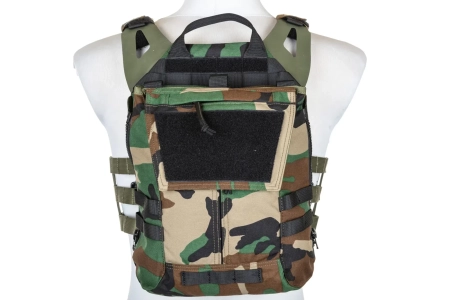 Kamizelka taktyczna Specna Arms Tactical typu Plate Carrier z panelem szturmowym Woodland