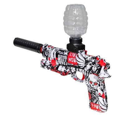 Pistolet elektryczny na żelowe kulki Beretta 92S z pojemnikiem - czerwony