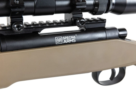 Karabin wyborowy ASG Specna Arms SA-S02 CORE™ High Velocity z lunetą i dwójnogiem Upgraded Tan