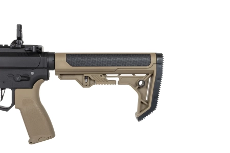Pistolet maszynowy ASG Specna Arms SA-FX01 FLEX™ HAL ETU Half-Tan z pomarańczowym urządzeniem wylotowym