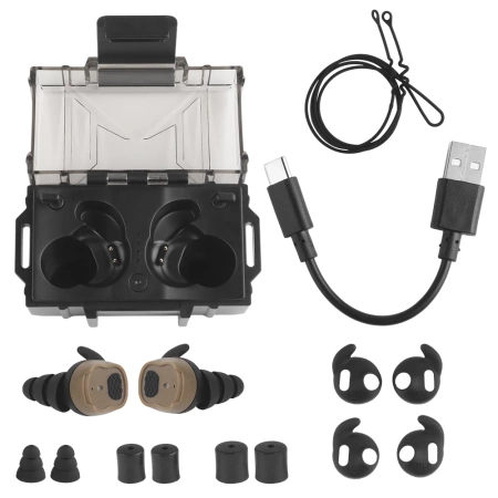 Aktywne douszne ochronniki słuchu Wosport HD-30 Bluetooth Tan