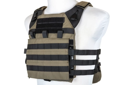 Kamizelka taktyczna Specna Arms Tactical typu Plate Carrier z panelem szturmowym Ranger Green