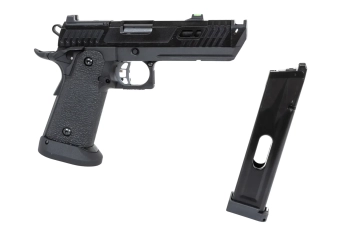Pistolet ASG SRC Dark Viper DUAL POWER z walizką transportową i magazynkiem CO2 Czarny