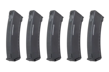 Zestaw 5 magazynków Mid-Cap 130/30 kulek Arcturus EMM AK MOD1 Variable-Cap Windowed do replik AK Czarny
