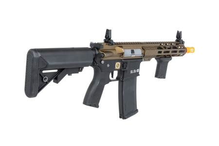 Karabinek ASG Specna Arms RRA SA-E25 HAL ETU™ Chaos Bronze z pomarańczowym urządzeniem wylotowym